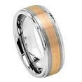 thumbnail image 1 of 8mm Tungsten Carbide Copper Tone IP Plated Flat Brushed Center with High Polished Stepped Edge Wedding band Ring for Men and Ladies, 1 of 6