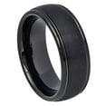 thumbnail image 1 of 8mm Tungsten Carbide Domed Black IP Plated Brushed Center High Polished Grooved EdgeWedding band Ring for Men and Ladies, 1 of 6