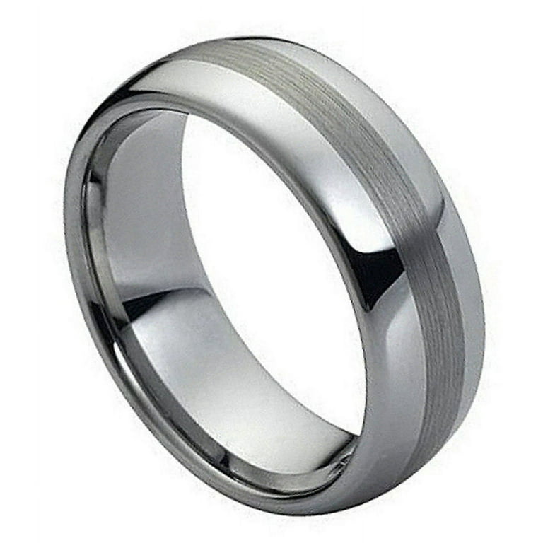 8MM/6MM Tungsten Carbide Classic Domed Black Enamel Brushed Finish 2024 Wedding Ring