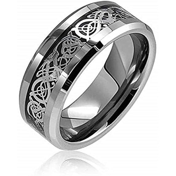 8mm Tungsten Carbide Dragon Design Tungsten Carbide Wedding band Ring for Men and Ladies