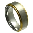 thumbnail image 1 of 8mm Tungsten Carbide Gold Plated stepped edge satin finish Wedding Band Ring For Men Or Ladies, 1 of 3
