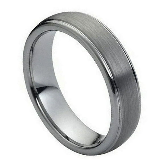8mm Tungsten Carbide High Polish Grooves and Brushed Center Wedding Band Ring For Men or Ladies