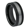 thumbnail image 1 of 8mm Tungsten Carbide High Polished Shiny Black IP Plated Sides Dark Gray Brushed CenterWedding band Ring for Men and Ladies, 1 of 6
