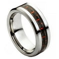 thumbnail image 1 of 8mm Tungsten Carbide High Polished with Red & Black Carbon Fiber Inlay Wedding band Ring for Men and Ladies, 1 of 6