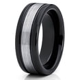 thumbnail image 1 of 8mm Tungsten Carbide Ring Brushed Silver Center Black Polished Edges Comfort Fit Band (6), 1 of 3