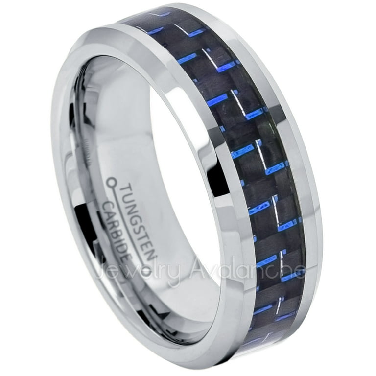 Cobalt 8 mm Beveled-Edge Band With Black Carbon Fiber Inlay Cobalt 8 mm Beveled-Edge Band With Black Carbon Fiber Inlay
