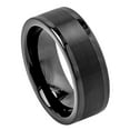 thumbnail image 1 of 8mm Tungsten Carbide SPipe Cut Brushed Center High Polished Flat Edge Wedding band Ring for Men and Ladies, 1 of 6