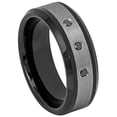 thumbnail image 1 of 8mm Tungsten Carbide STwo-tone Black IP Plated Brushed FinishWedding band Ring for Men and Ladies, 1 of 6