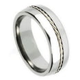 thumbnail image 1 of 8mm Tungsten Carbide Shiny With .925 Silver Braided Rope Inlay Wedding Band Ring For Men Or Ladies, 1 of 3