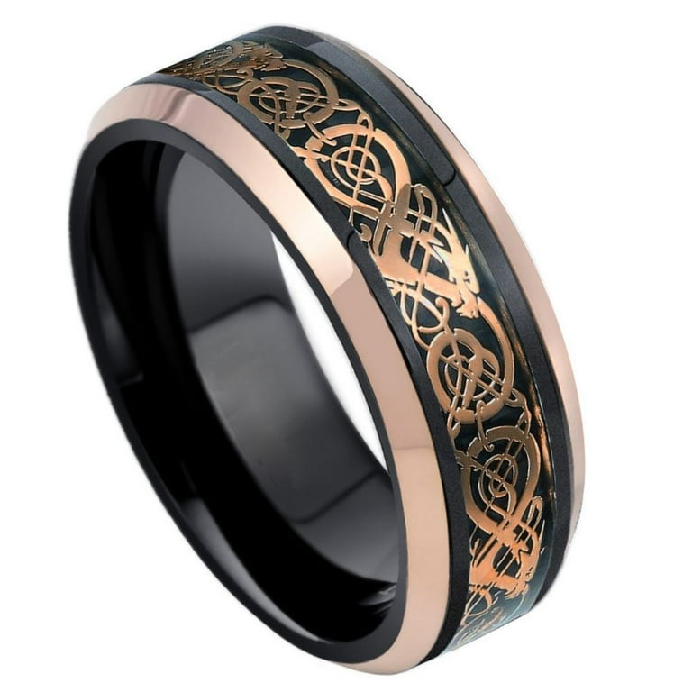Stainless Steel Polished Blue IP-plated Celtic Design 8mm Band Stainless Steel Polished Blue IP-plated Celtic Design 8mm Band