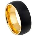 thumbnail image 1 of 8mm Tungsten Carbide Two-tone Yellow IP & Brushed Black IP Plated Dome Wedding band Ring for Men and Ladies, 1 of 6