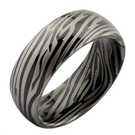 8mm Tungsten Carbide Wedding Band Black Plated Single Rose Gold Plated Stripe Ring Size 11