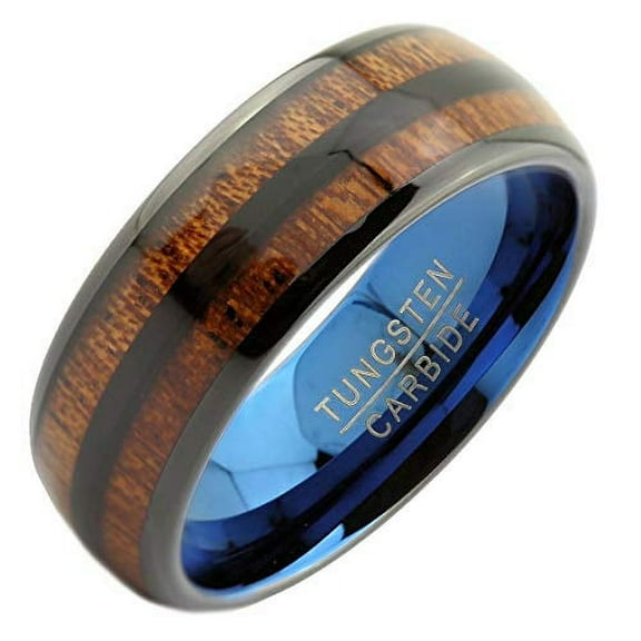 8mm Tungsten Carbide Wedding Band Black Plated Single Rose Gold Plated Stripe Ring Size 12