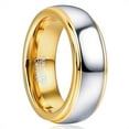 thumbnail image 1 of 8mm Tungsten Ring Men's Wedding Bands Domed Tungsten Ring in Polished Gold Plated Finish, 1 of 3