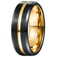 thumbnail image 1 of 8mm Tungsten Ring for Men Women Black Gold Groove Wedding Bands Beveled Edges Size 6 to 14, 1 of 5