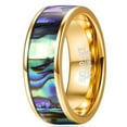 thumbnail image 1 of 8mm Tungsten Rings for Men Women Mens Rings Abalone Shell Wedding Band Flat Edges Comfort Fit Size 7-12, 1 of 5