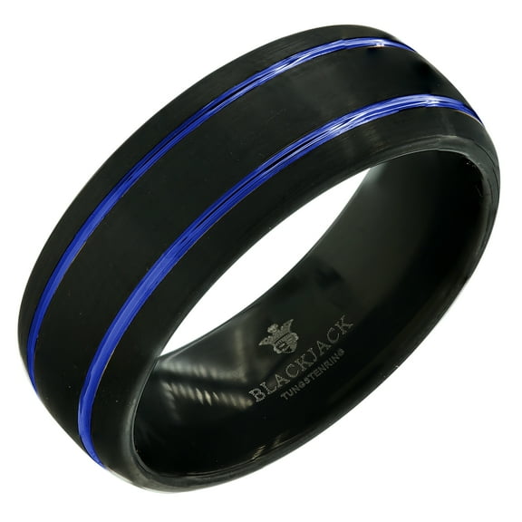 8mm Tungsten Wedding Band Blue & Black Tungsten Ring Tungsten Carbide Ring