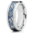 thumbnail image 1 of 8mm Tungsten Wedding Band Blue Dragon Design Carbide Ring, 1 of 3