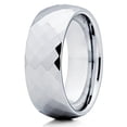thumbnail image 1 of 8mm Tungsten Wedding Band Faceted Design Tungsten Ring Tungsten Carbide Band, 1 of 3