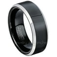 thumbnail image 1 of 8mm Tungsten Wedding Band - Polished Black Ion Plated and Gunmetal Beveled Edge Comfort Fit Tungsten Carbide Ring - TN119s14, 1 of 3