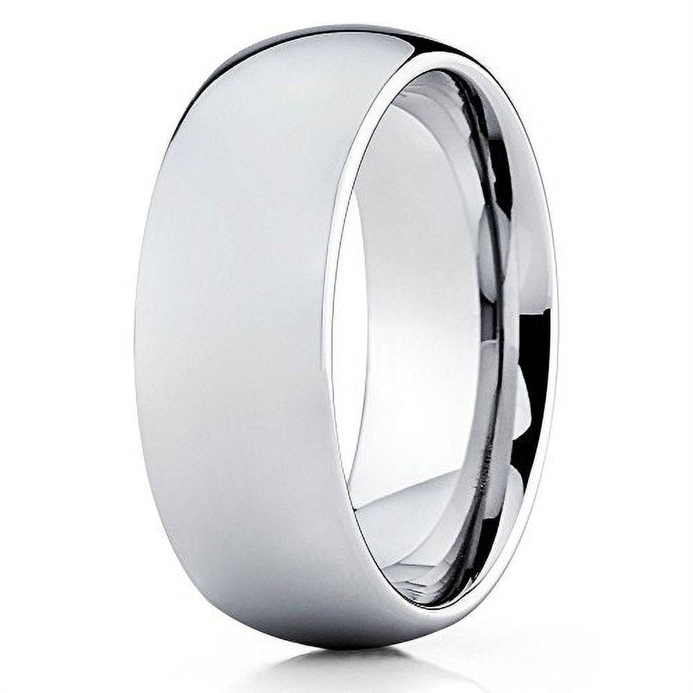 8mm Tungsten Wedding Band Silver Tungsten Ring Polished Tungsten ...