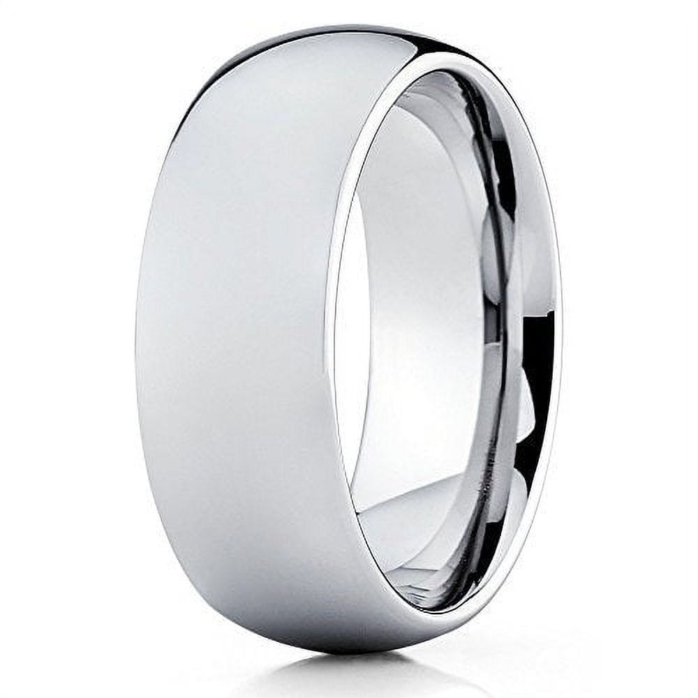 8mm Tungsten Wedding Band Silver Tungsten Ring Tungsten Carbide Dome ...