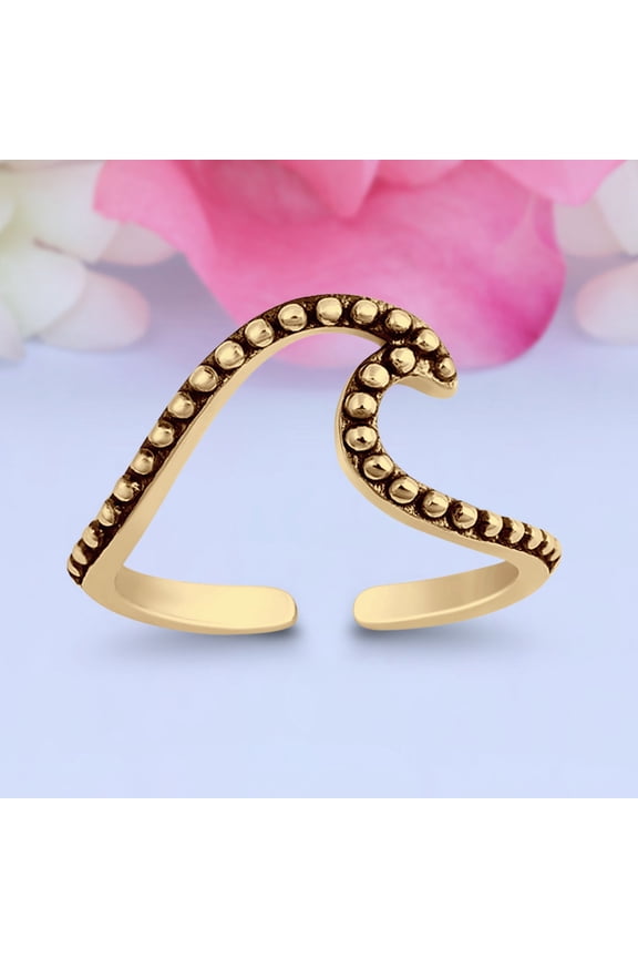 8mm-Wave Toe Band Ring 925 Sterling Silver Thin Adjustable Stylish Rings For Women