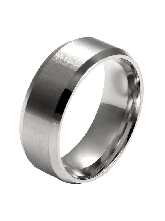 Silver 8mm Stainless Steel Wedding Band Ring for Women Comfort Fit Size 9 Anniversary Gift by Ginger Lyne