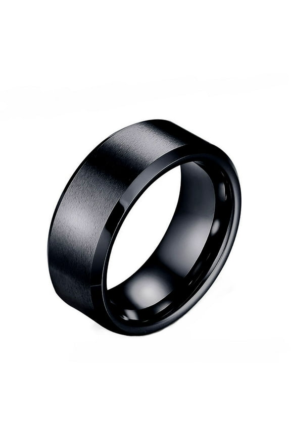 8mm Wedding Band Ring Womens Mens Black Stainless Steel Ginger Lyne Collection