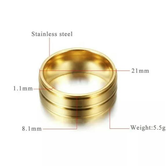 8mm Wedding Bands Womens Men's Stainless Steel Black Silver Gold Ring Size 7-12