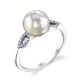 thumbnail image 1 of 8mm White South Sea Cultured Pearl & Diamond Callie Ring in 14K Gold, 1 of 7