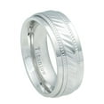 thumbnail image 1 of 8mm White Titanium Milgrain Step Edge Wave Pattern Center Wedding Band Ring For Men Or Ladies, 1 of 4