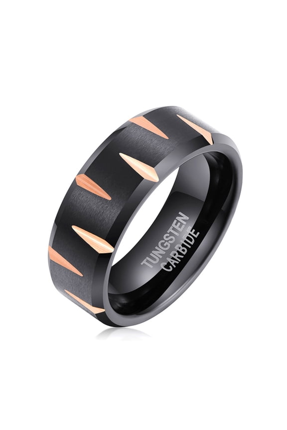 8mm Wide Black Men and Women Punk Mechanical Style Hip Hop Tungsten Steel Ring