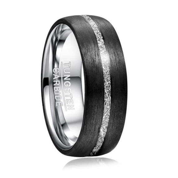 8mm Wide Inlaid Carbon Fiber Natural Stone Men's Tungsten Steel Ring