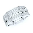 thumbnail image 1 of 8mm Wide Solid Sterling Silver Paved Split Shank Simulated Round and Princess Diamonds Bezel Set Ring Wedding Band (12.5), 1 of 6