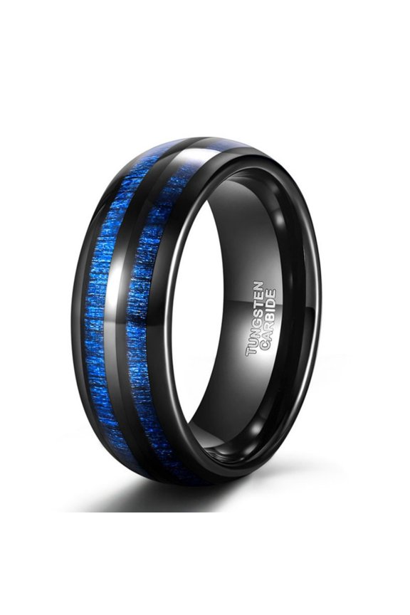 8mm Wide Spherical Black 875 Tungsten Steel Inlaid Double Orchid Maple Ring Men's Tungsten Steel Ring