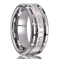 thumbnail image 1 of 8mm Wide Tungsten Steel with a Circle of Diamonds Combination Ring Men's Ring, 1 of 7
