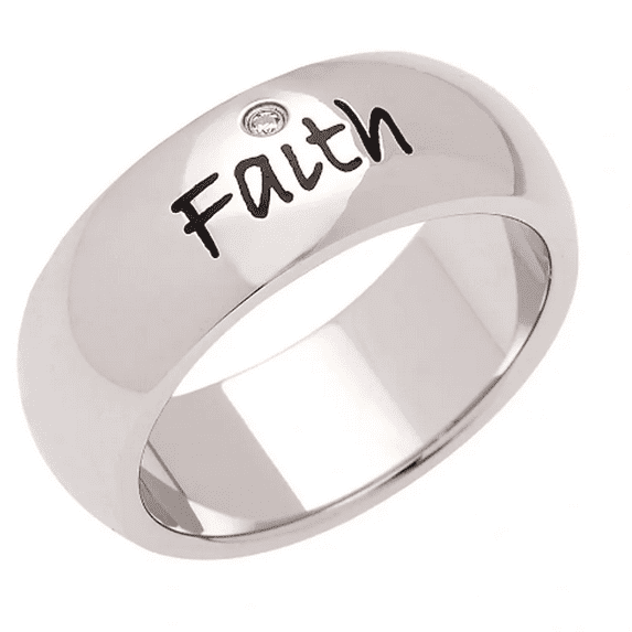 8mm Women's Women's Men's Ring - Faith with Cubic Zirconia Christian Religious Ring Fashion Jewelry, Religious Jewelry & Gifts