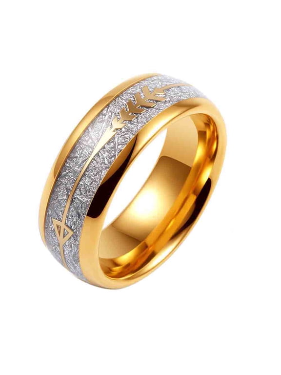 8mm Yellow Gold Plated Titanium Steel Mens Ring Men Wedding Band Man Ring