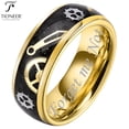 thumbnail image 1 of Tioneer 8mm Yellow Gold Plated Tioneer Tungsten Carbide Wedding Band with Steampunk Gear Wheels Carbon Fiber Inlay w/ Free Engraving Options, 1 of 1