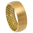 thumbnail image 1 of 8mm Yellow Gold Tone IP Plated Domed Ring with Golden Carbon Fiber Inlay Inside Wedding Band Ring For Men Or Ladies, 1 of 7