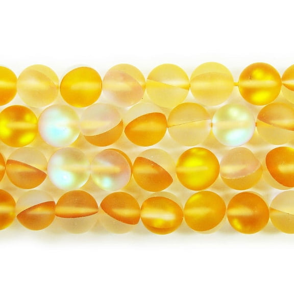 8mm Yellow Moonlight Crystal Matte Round Beads ForJewelry Making