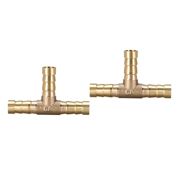 8mm or 5/16" ID Brass Barb Splicer Fitting,T-Shaped 3Way,Barb Hose Fitting Air Gas Water Fuel,Barbed Tee Connector,2pcs