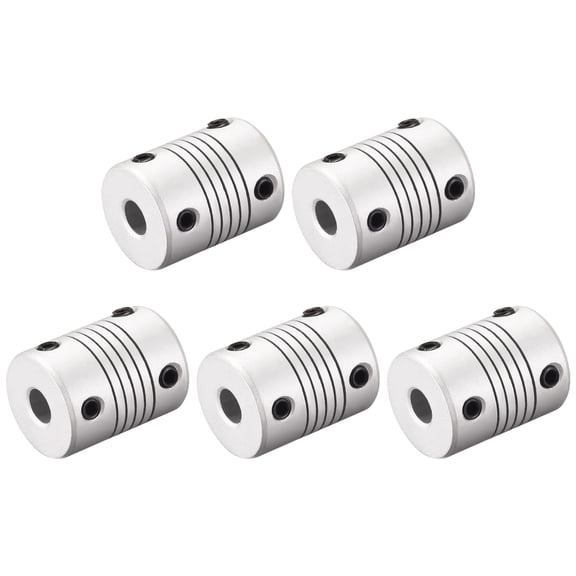 8mm to 8mm Aluminum Alloy Shaft Coupling Flexible Coupler Motor Connector Joint L25xD19 5pcs