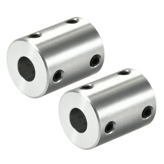 8mm to 8mm Bore Rigid Coupling 25mm Length 20mm Diameter Aluminum Alloy Shaft Coupler Connectors Silver 2pcs