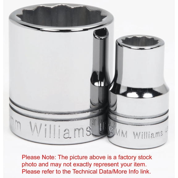 8mm x 3/8" Drive 12 Point Deep Supertorque Socket, Chrome Finish. Not Suitable For Impact Use. Williams # JHW31808