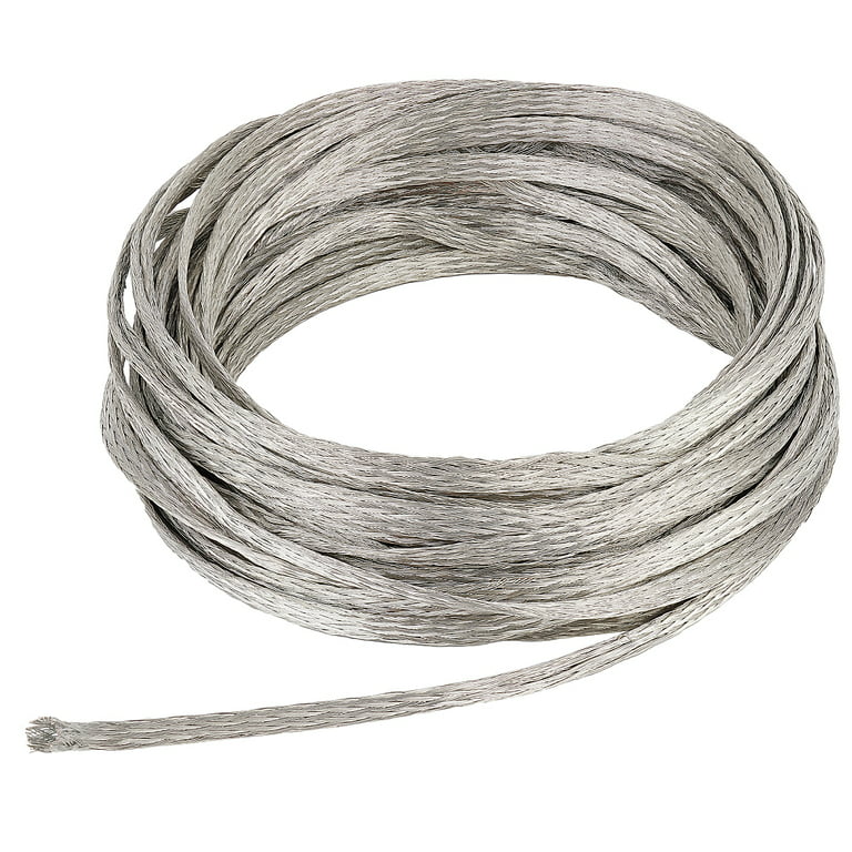 8mx3mm Braided Tinned Copper Wire Flat Flexible Grounding Lead Wire for  Grounding and Reducing Noise 0.8mm Thick