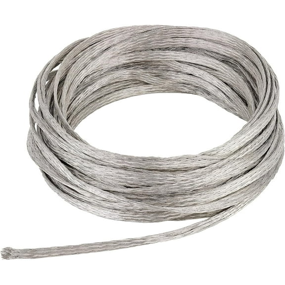 8mx3mm Tinned Copper Wire Flat Flexible Grounding Lead Wire for Grounding and Reducing Noise 0.8mm Thick