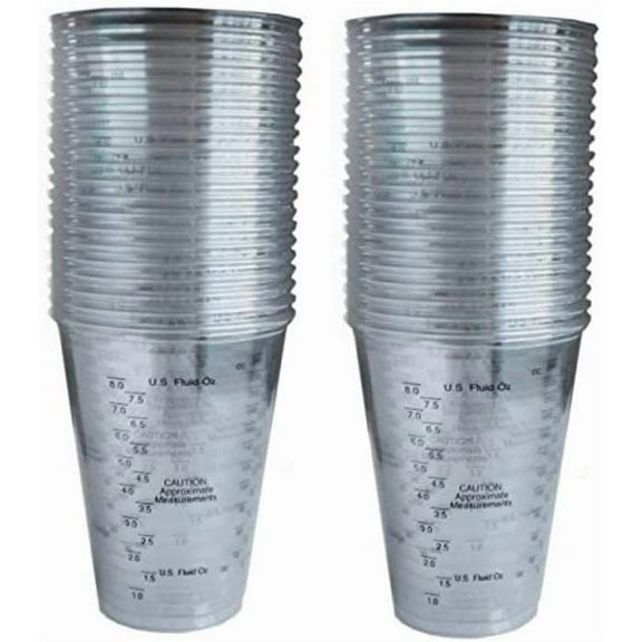 8oz/240ml Disposable Graduated Measuring Cups, Transparent Reusable Multipurpose Mixing Cups for Cooking and Baking - Pack of 50