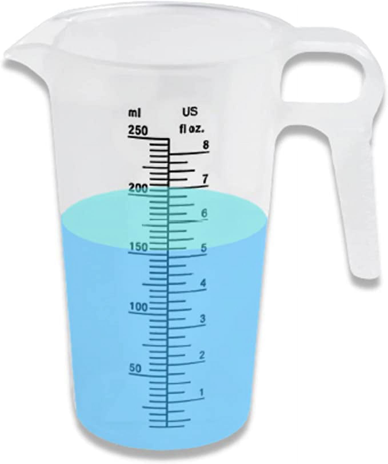 U.S. Kitchen Supply - 8 oz (250 ml) Plastic Graduated Measuring Cups with  Pitcher Handles (Pack of 6) - 1 Cup Capacity, Ounce and ML Cup Markings 